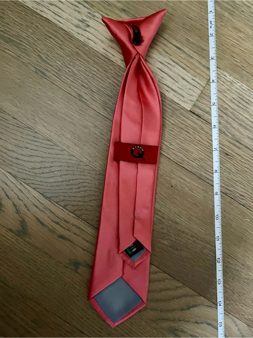 Boys Classic Solid Coral Satin Clip On Tie